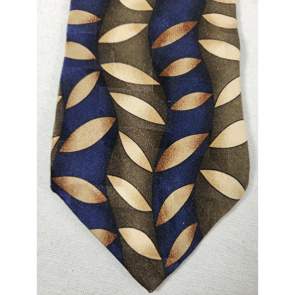 Ashberry Men’s Tie 100% Silk‎ Made in USA blue green Gold